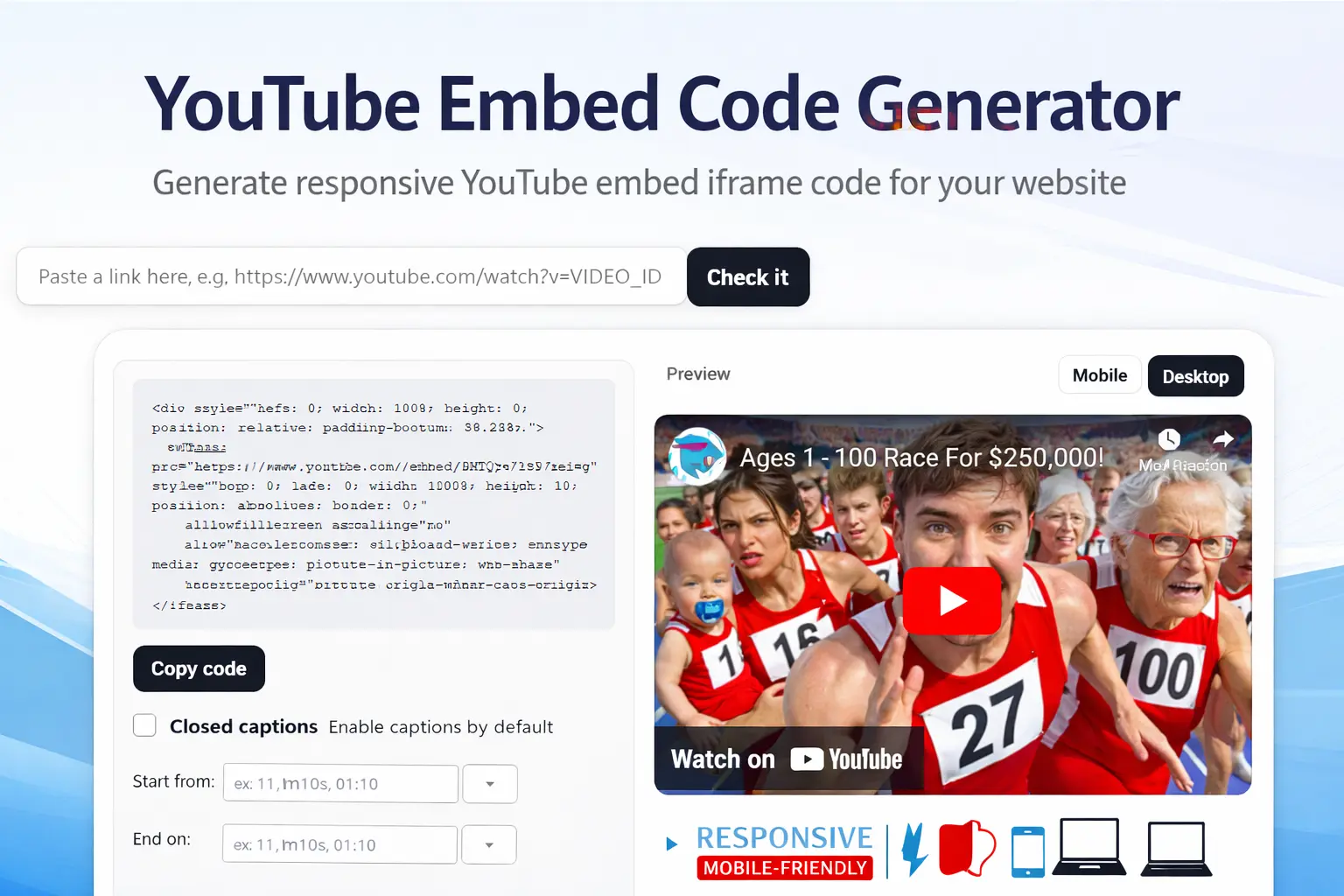 YouTube Embed Code Generator – Create Responsive Video iFrame Code